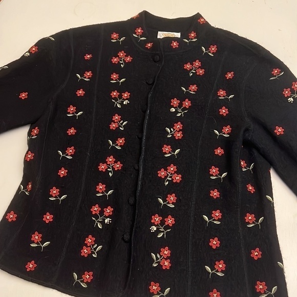 Talbots Boiled Wool Embroidered Button Jacket size Medium - Picture 1 of 7